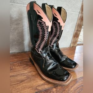 Old West Black and Pink Cowboy Boots size 5
